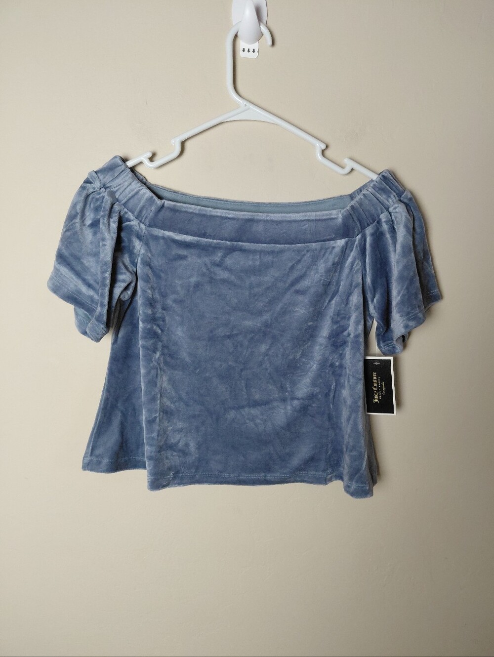 Juicy Couture Black Label off the shoulder top velour XS NWT